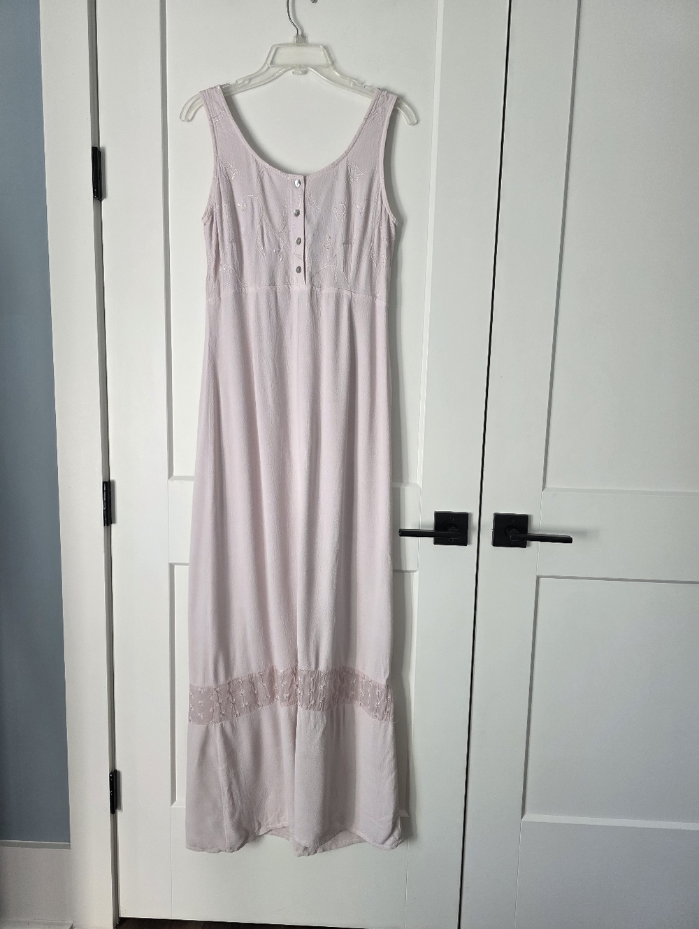 Vintage Johnny Was Maxi Dress Pale Light Pink Women's Sleeveless M